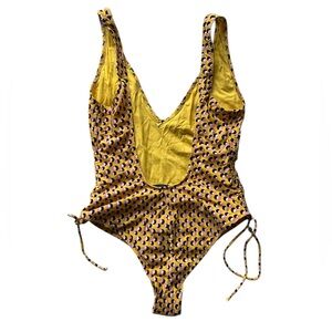 Zara Yellow Crescent-Print One-Piece Swimsuit